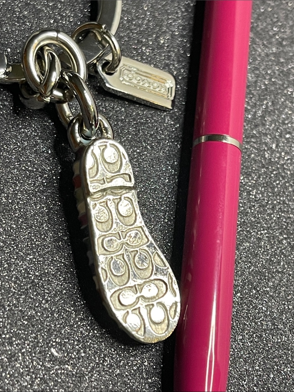 Coach Legacy Striped Enamel Ballet Flat Keychain and Coach Pen - Picture 5 of 8